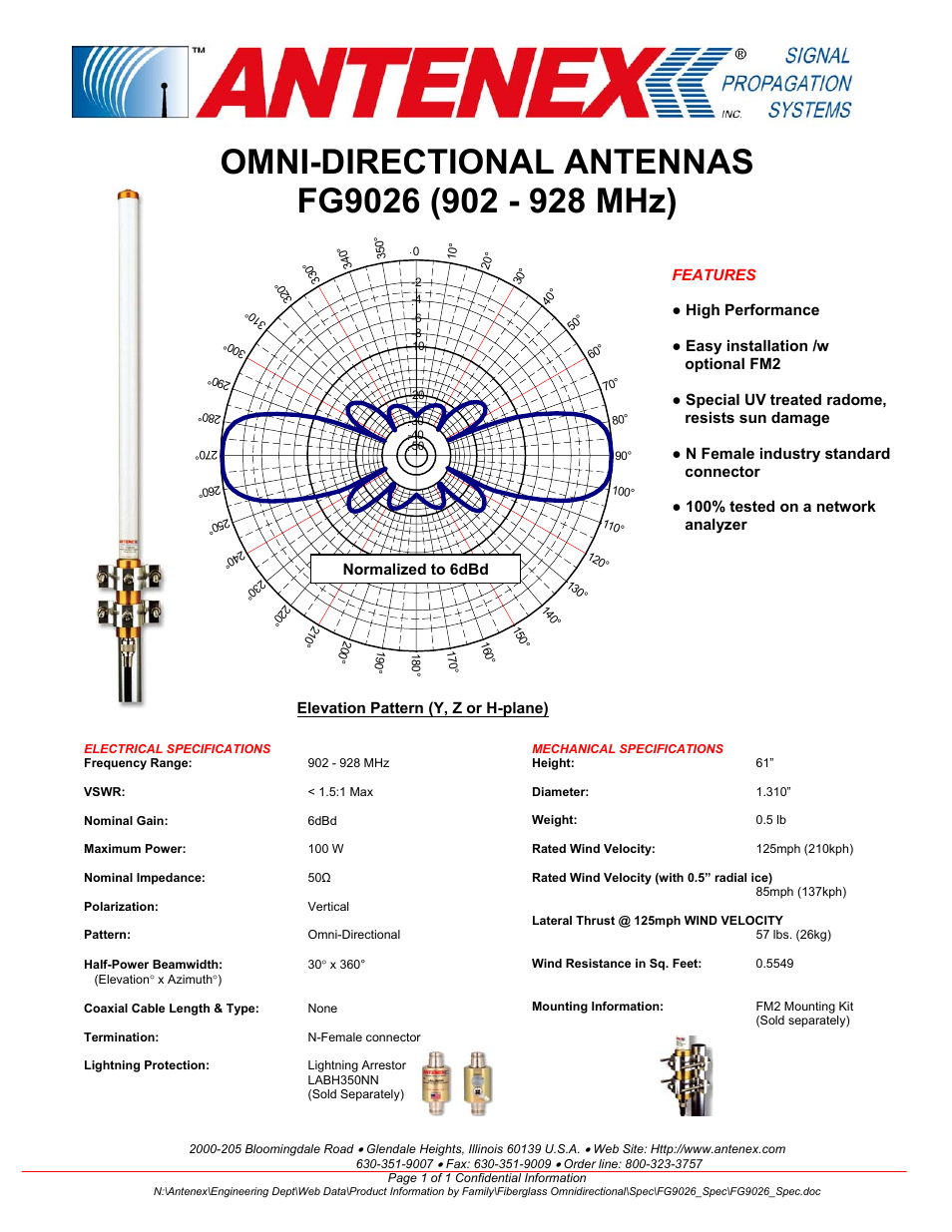 Antenex FG9026 User Manual | 1 page