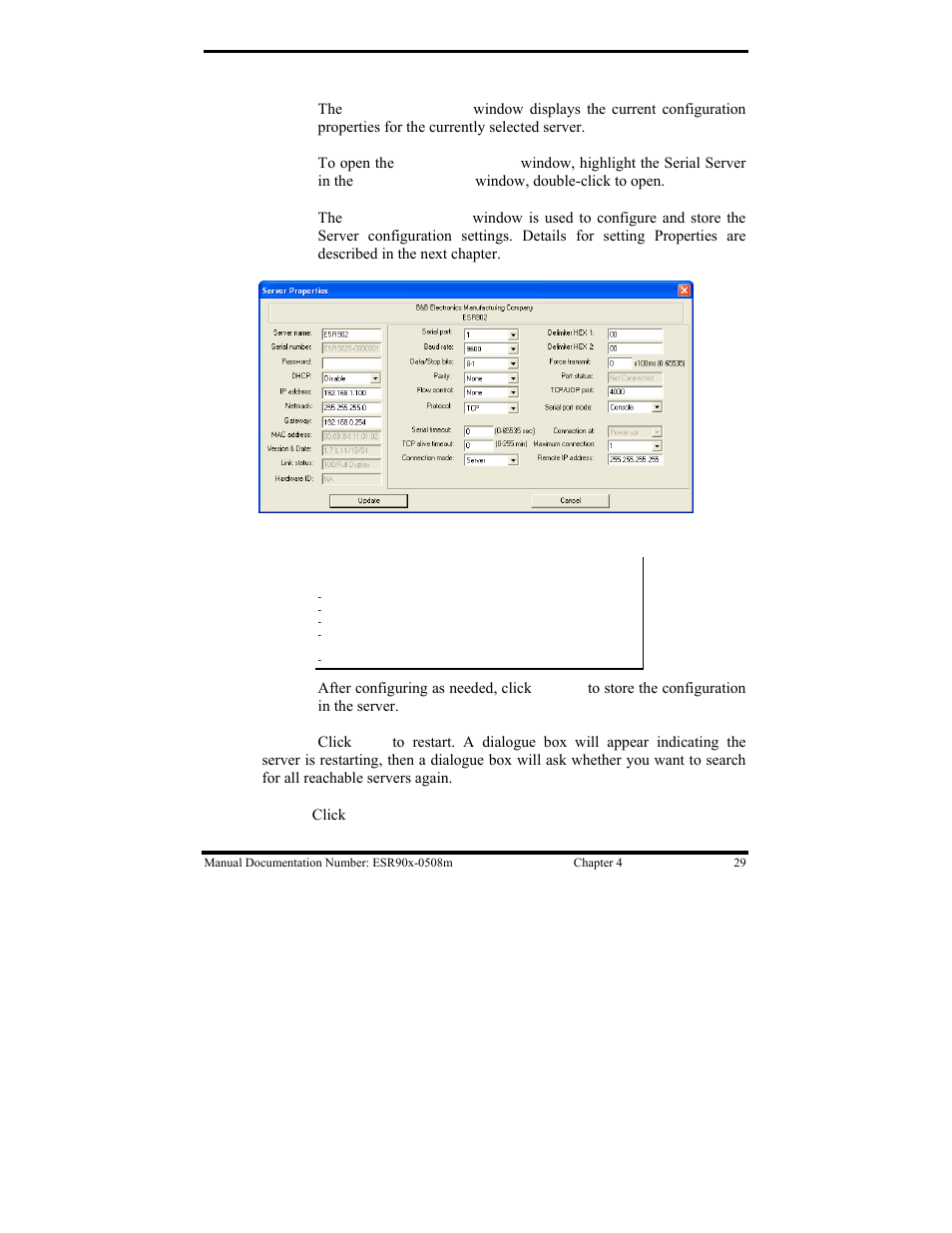 Configure server properties | B&B Electronics ESR901 User Manual | Page 39 / 90