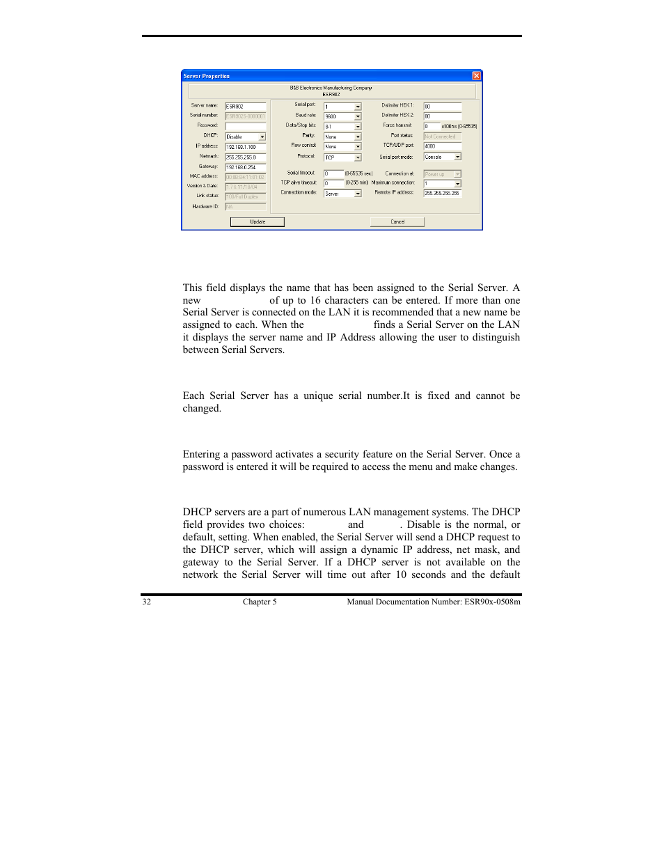 Description of the server properties | B&B Electronics ESR901 User Manual | Page 42 / 90