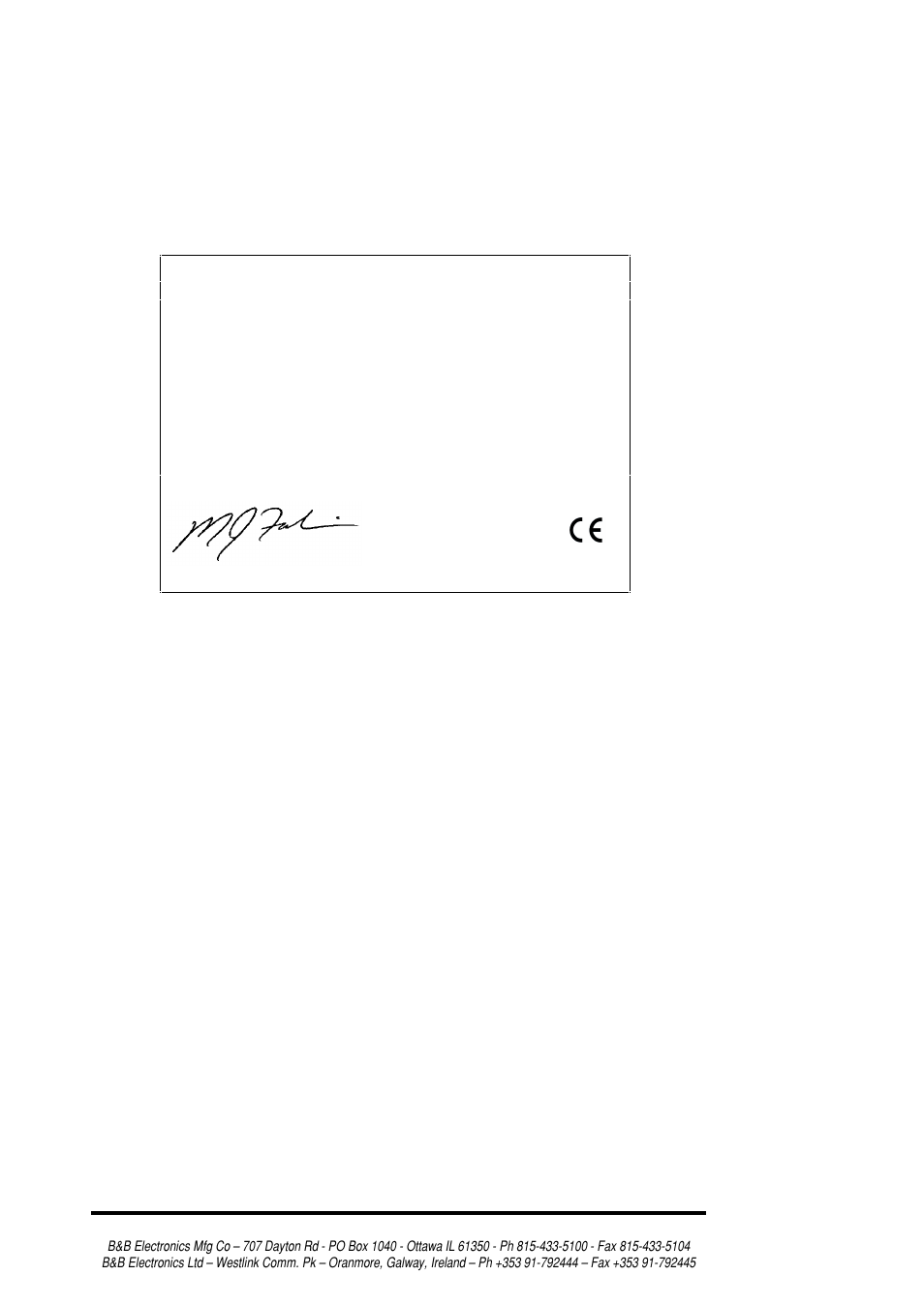 Appendix b: declaration of conformity statement | B&B Electronics RS-232/422/485 Serial Card CE 3PXCC4A User Manual | Page 47 / 47