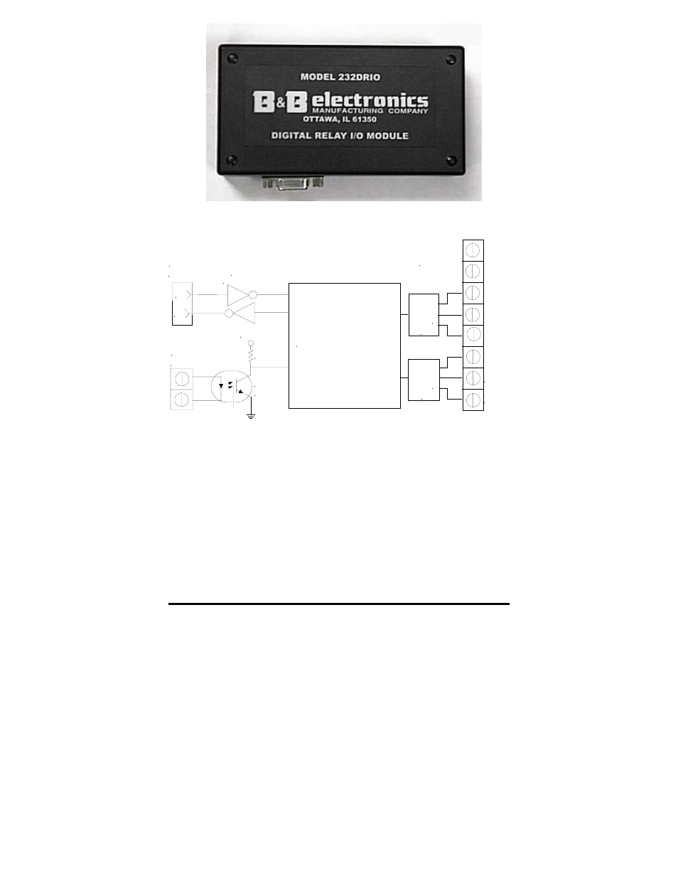 Rel a y, Microcontroller, Figure 1.2 – simplified block diagram | Packing list, 232drio specifications | B&B Electronics RS-232 Digital Relay I/O 232DRIO User Manual | Page 6 / 28
