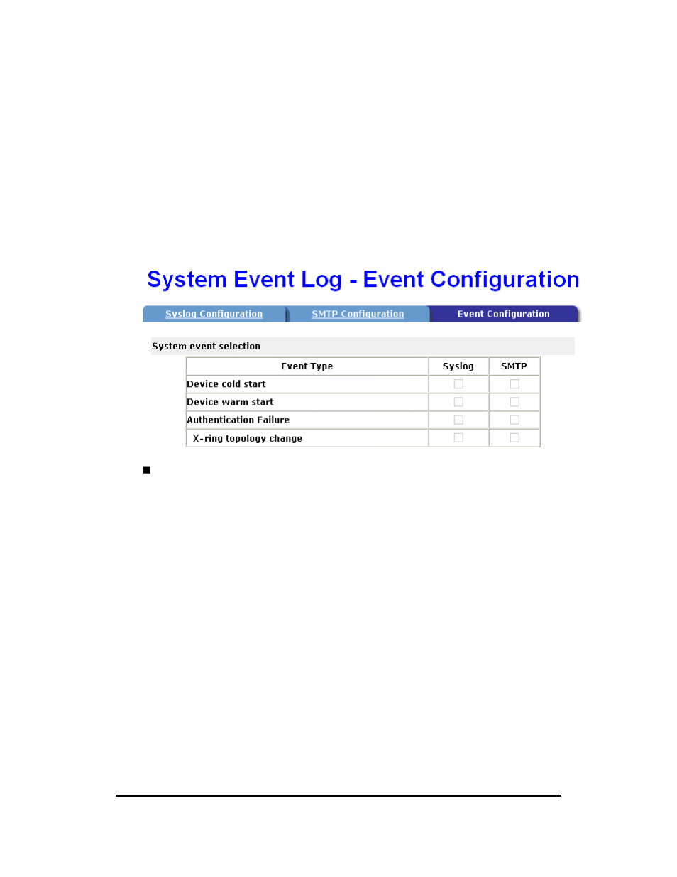 System event log - event configuration | B&B Electronics Elinx EIR510-2SC-T User Manual | Page 63 / 107