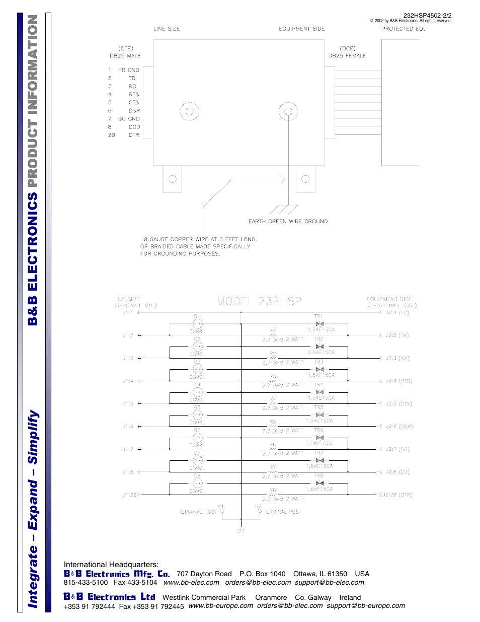 B&B Electronics 232HSP User Manual | Page 2 / 2