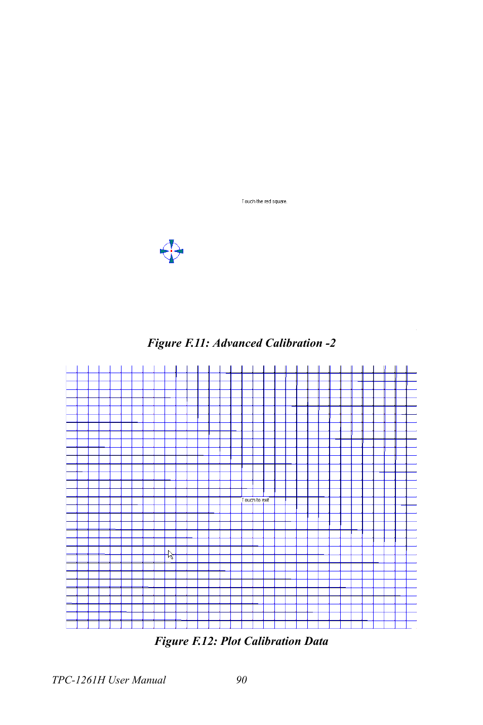 Figure f.11: advanced calibration -2, Figure f.12: plot calibration data | Advantech TPC-1261H User Manual | Page 100 / 106