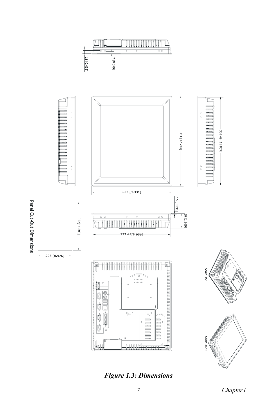 Figure 1.3: dimensions, Figure 1.3:dimensions | Advantech TPC-1261H User Manual | Page 17 / 106