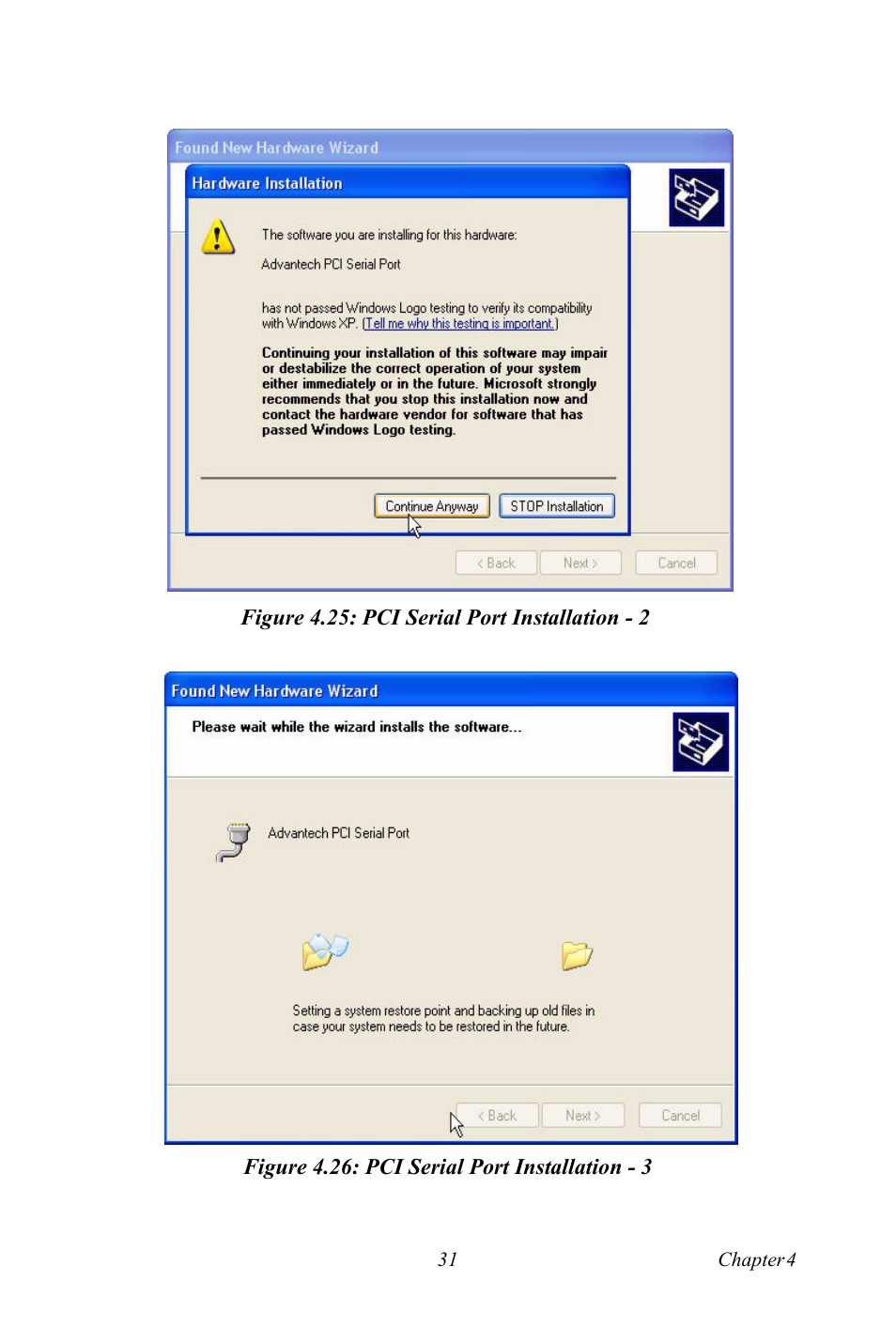 Figure 4.25: pci serial port installation - 2, Figure 4.26: pci serial port installation - 3 | Advantech TPC-1261H User Manual | Page 41 / 106
