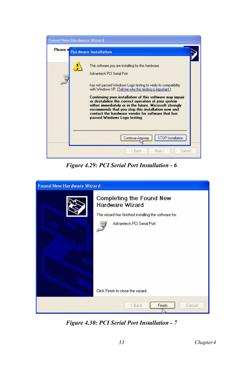 Figure 4.29: pci serial port installation - 6, Figure 4.30: pci serial port installation - 7 | Advantech TPC-1261H User Manual | Page 43 / 106