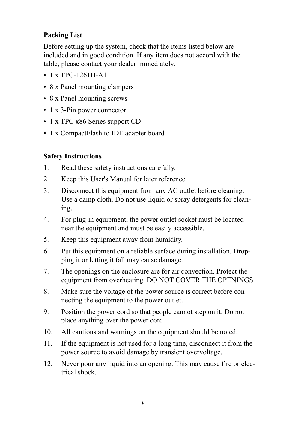 Advantech TPC-1261H User Manual | Page 5 / 106