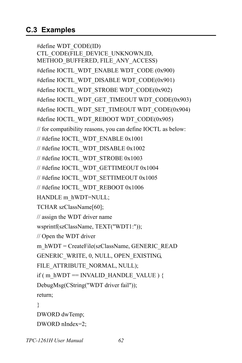 C.3 examples, Examples | Advantech TPC-1261H User Manual | Page 72 / 106
