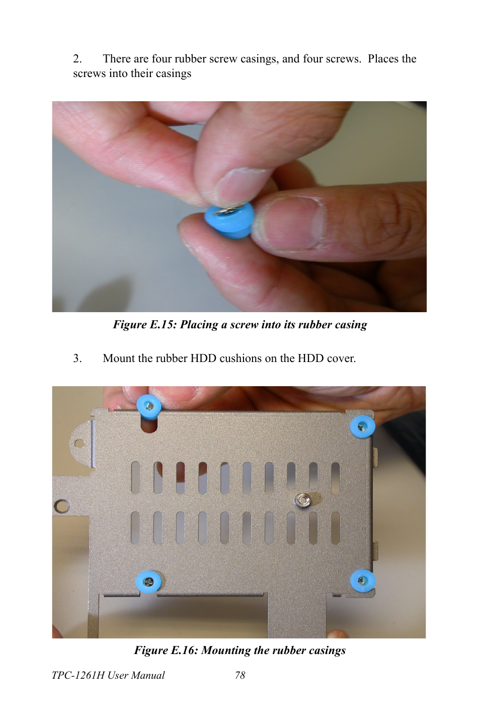 Figure e.16: mounting the rubber casings | Advantech TPC-1261H User Manual | Page 88 / 106