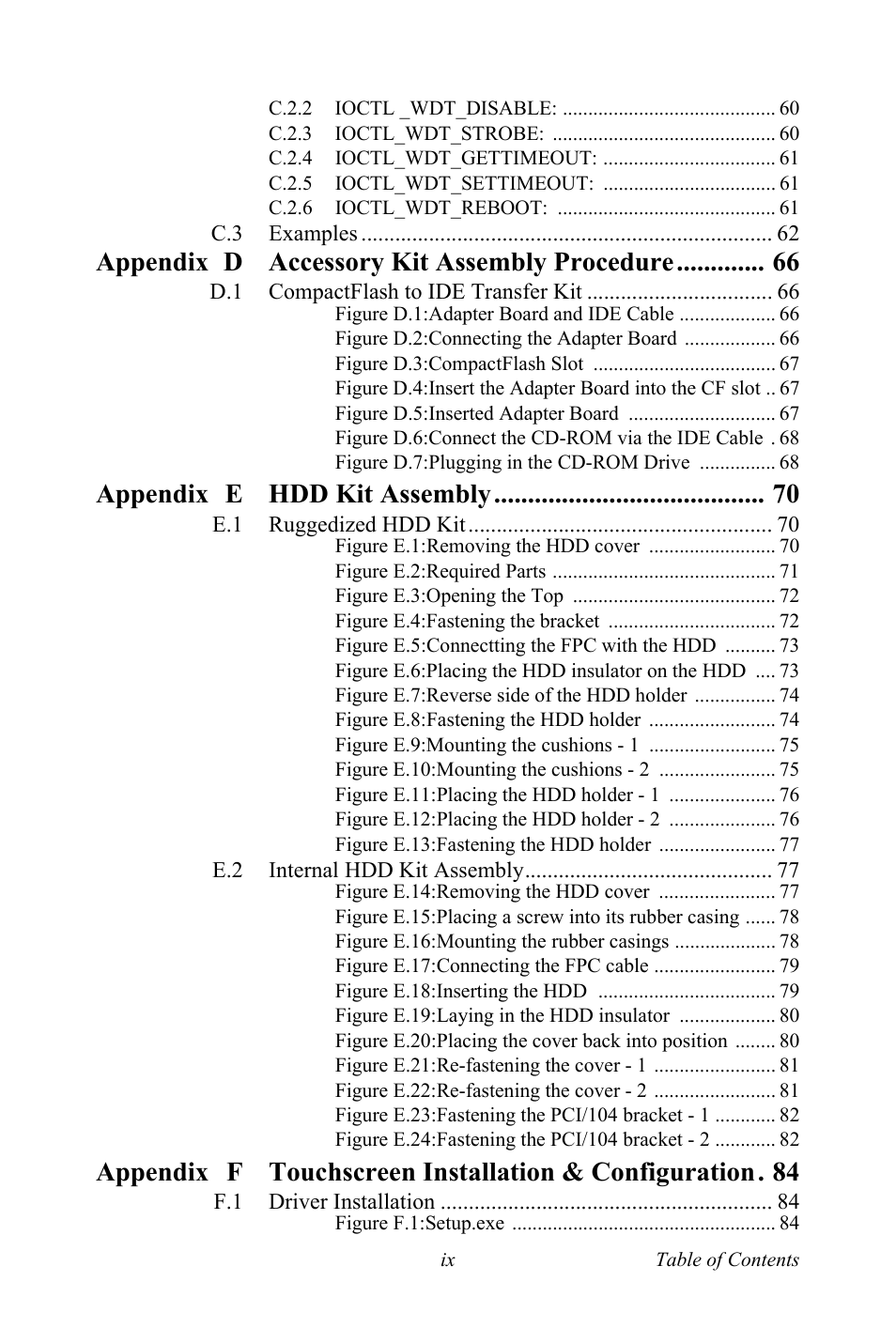 Appendix d accessory kit assembly procedure, Appendix e hdd kit assembly | Advantech TPC-1261H User Manual | Page 9 / 106