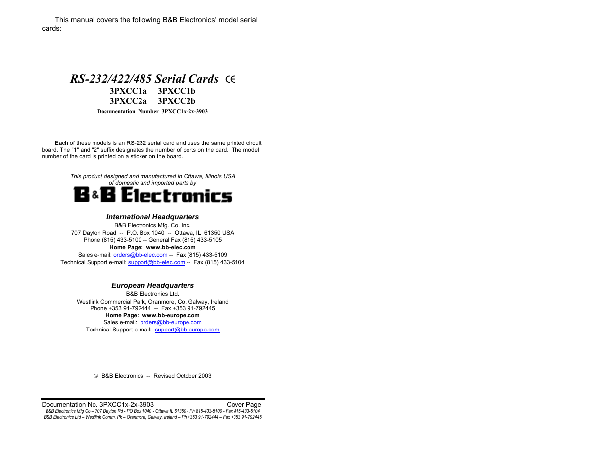 B&B Electronics 3PXCC1A User Manual | 25 pages