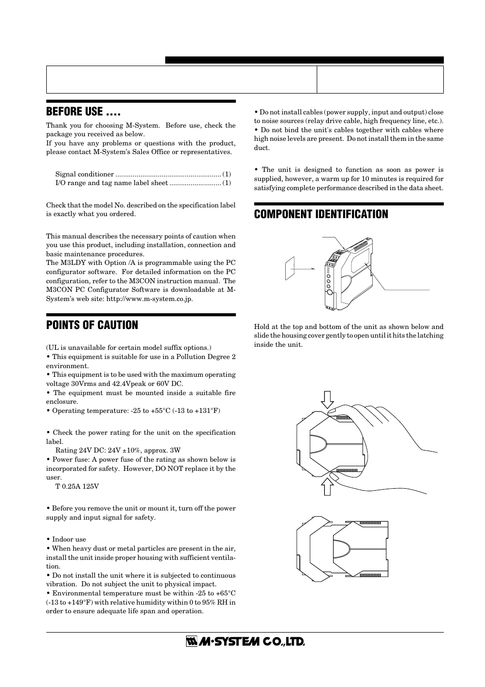 M-System M3LDY User Manual | 6 pages