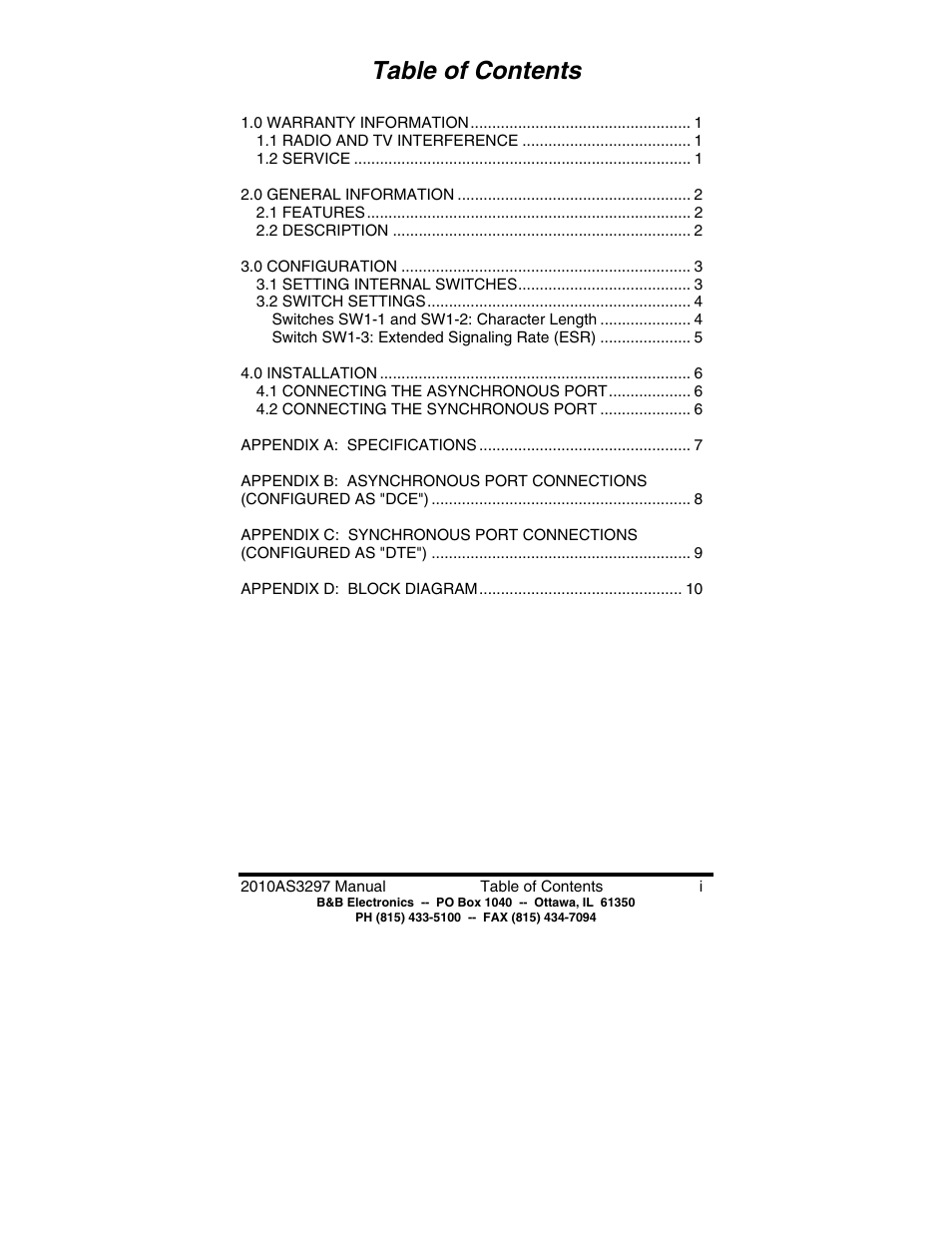 B&B Electronics Asynchronous to Synchronous Converter 2010 User Manual | Page 2 / 12
