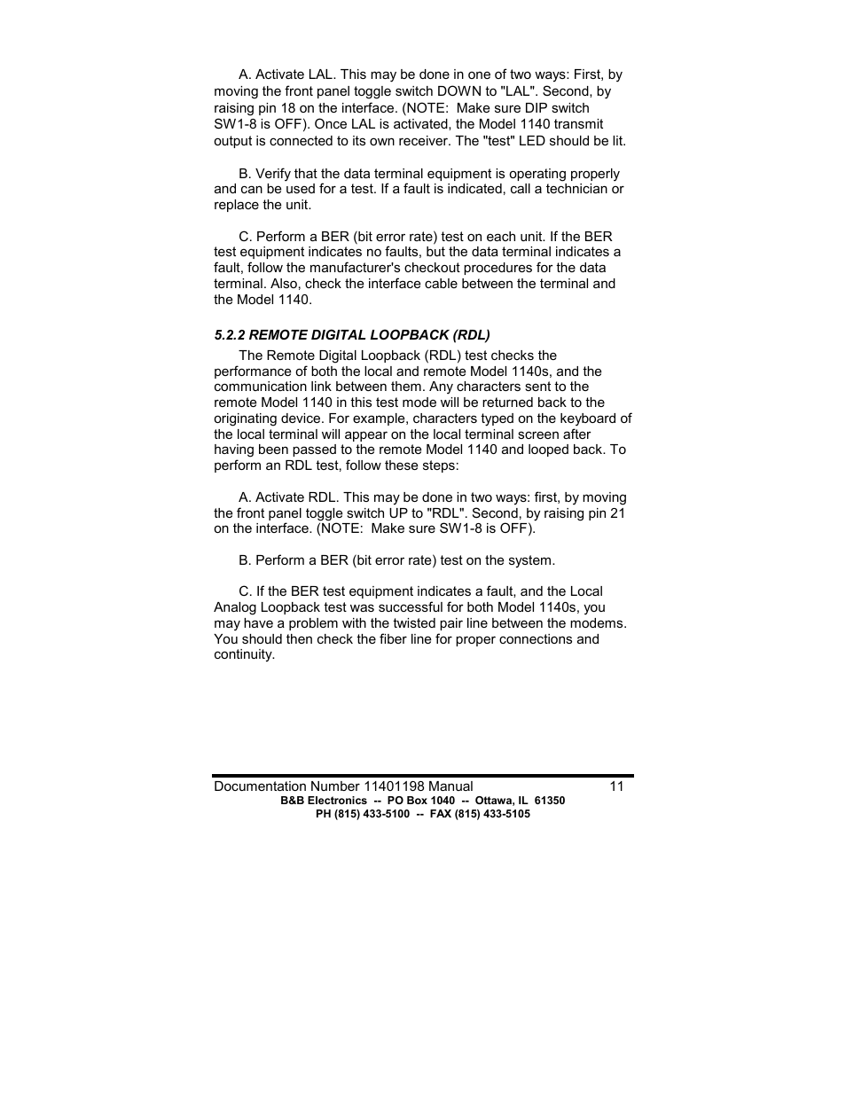 B&B Electronics 1140 User Manual | Page 13 / 16