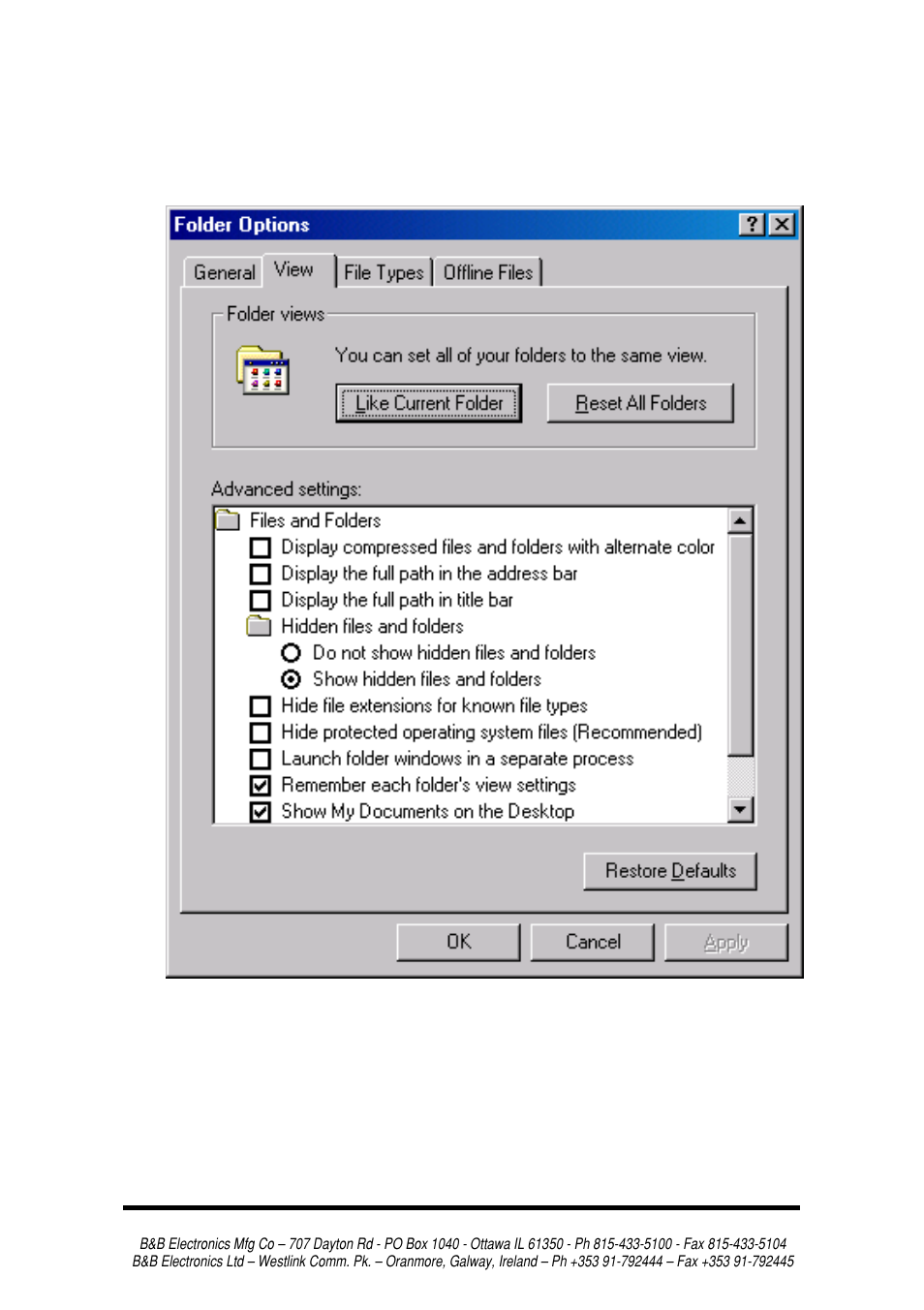 Show hidden files and folders | B&B Electronics 3PCI2 User Manual | Page 41 / 62