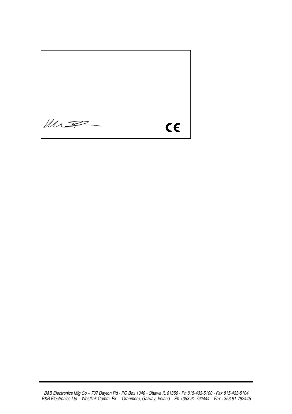 Appendix d: declaration of conformity statement, Declaration of conformity | B&B Electronics 3PCI2 User Manual | Page 62 / 62