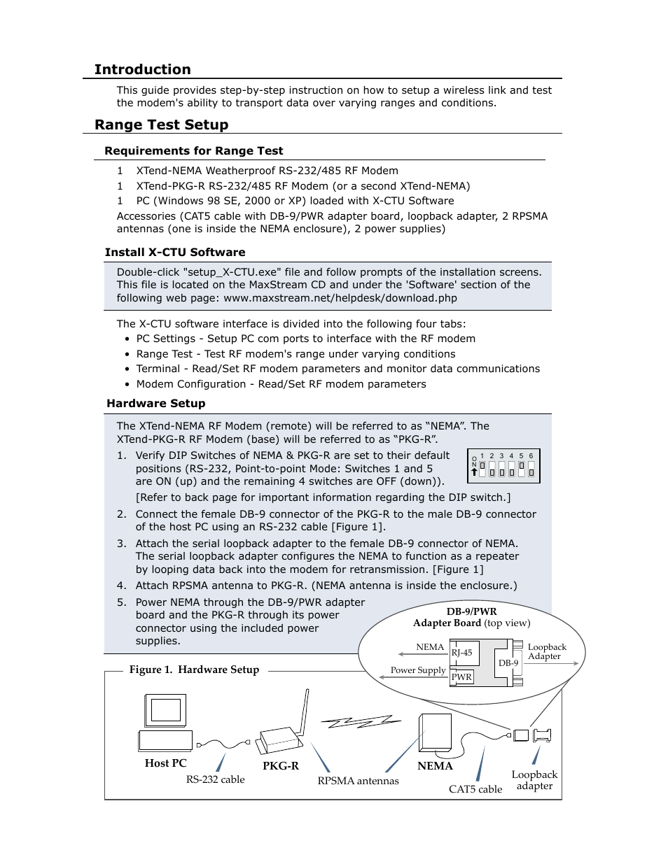 Introduction, Range test setup | MaxStream 9XTend-NEMA 485 RF User Manual | Page 2 / 4