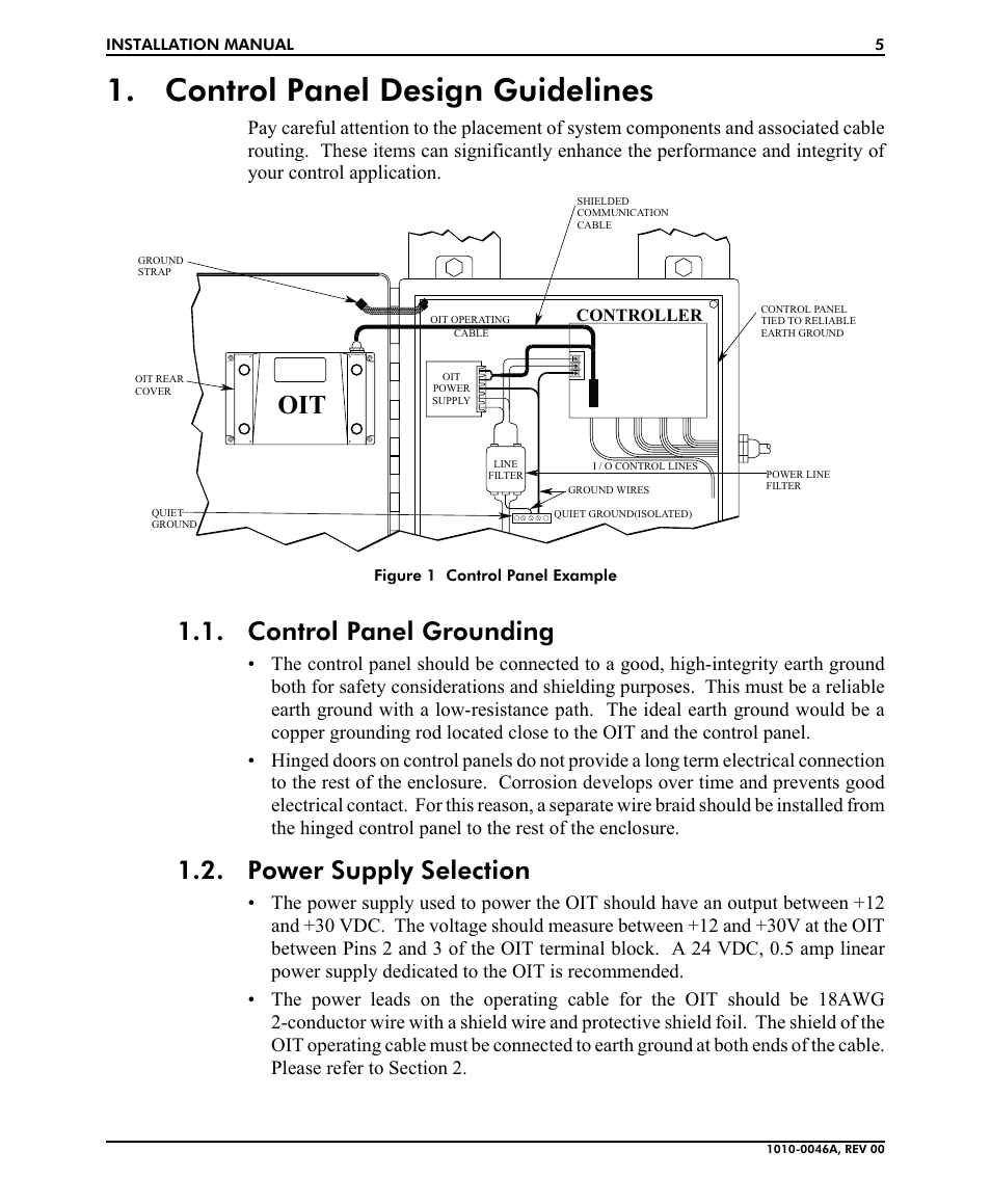 Con trol panel de sign guide lines 5, Con trol panel grounding 5, Power sup ply se lec tion 5 | Control panel design guidelines, Control panel grounding, Power supply selection | B&B Electronics MAP450D User Manual | Page 5 / 20