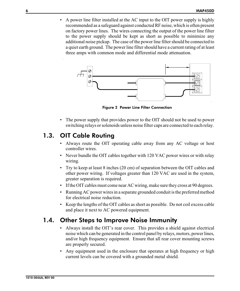 Oit ca ble routing 6, Other steps to im prove noise im mu nity 6, Oit cable routing | Other steps to improve noise immunity | B&B Electronics MAP450D User Manual | Page 6 / 20