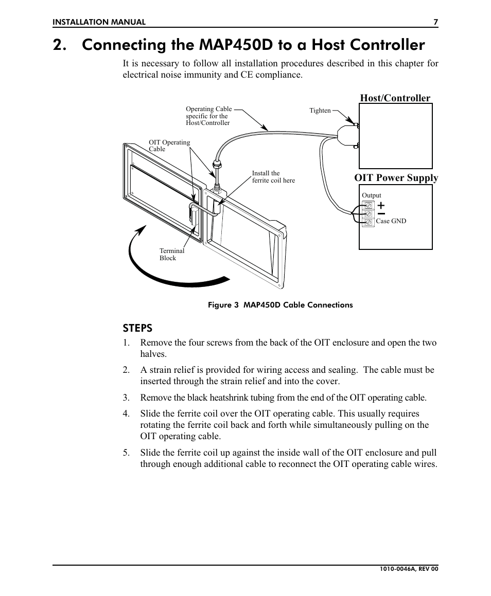 Con necting the map450d to a host con trol ler 7, Connecting the map450d to a host controller, Steps | Oit power supply, Host/controller | B&B Electronics MAP450D User Manual | Page 7 / 20