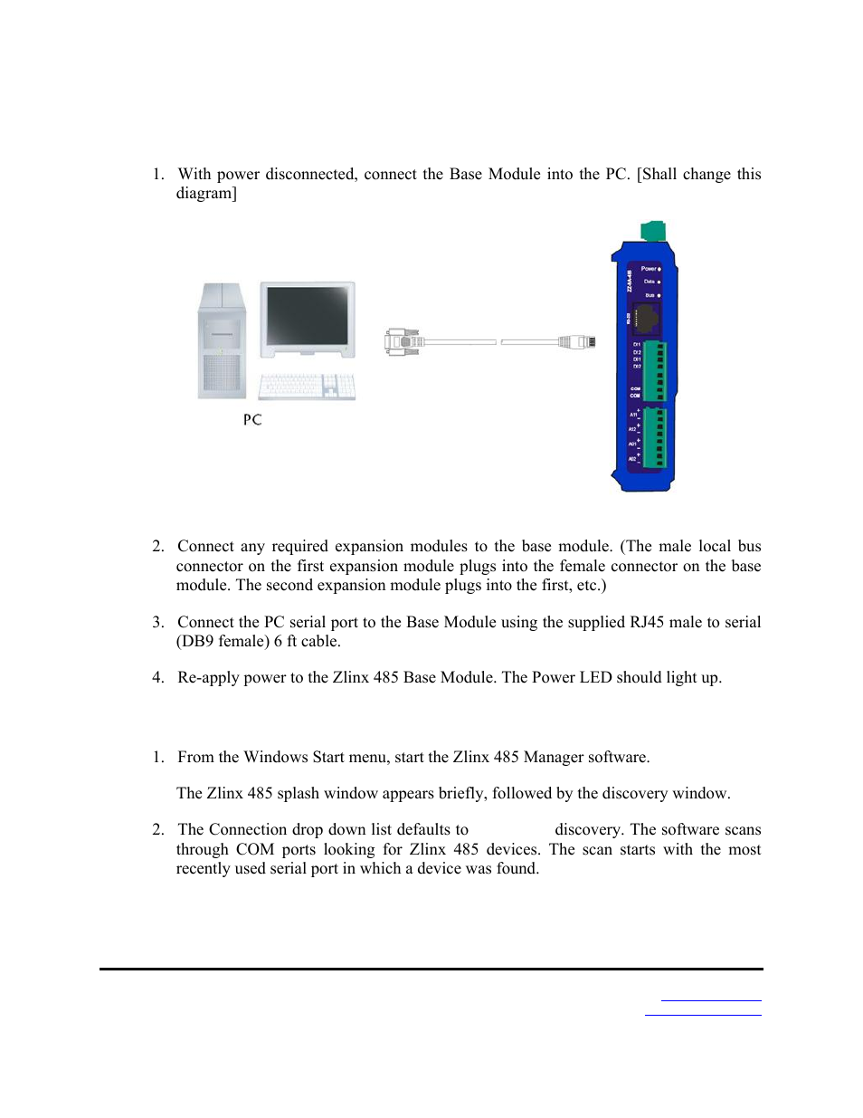 Connecting zlinx 485 to a pc, Starting zlinx 485 manager | B&B Electronics Zlinx 485 User Manual | Page 25 / 52