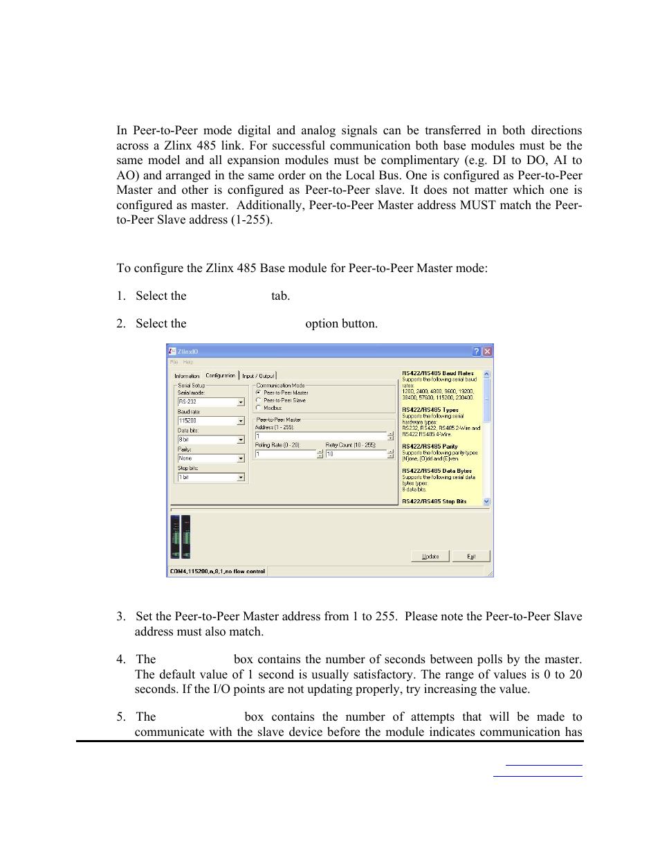 Peer-to-peer mode settings | B&B Electronics Zlinx 485 User Manual | Page 31 / 52