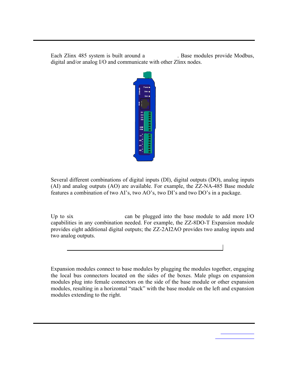 Base modules, Expansion modules | B&B Electronics Zlinx 485 User Manual | Page 7 / 52