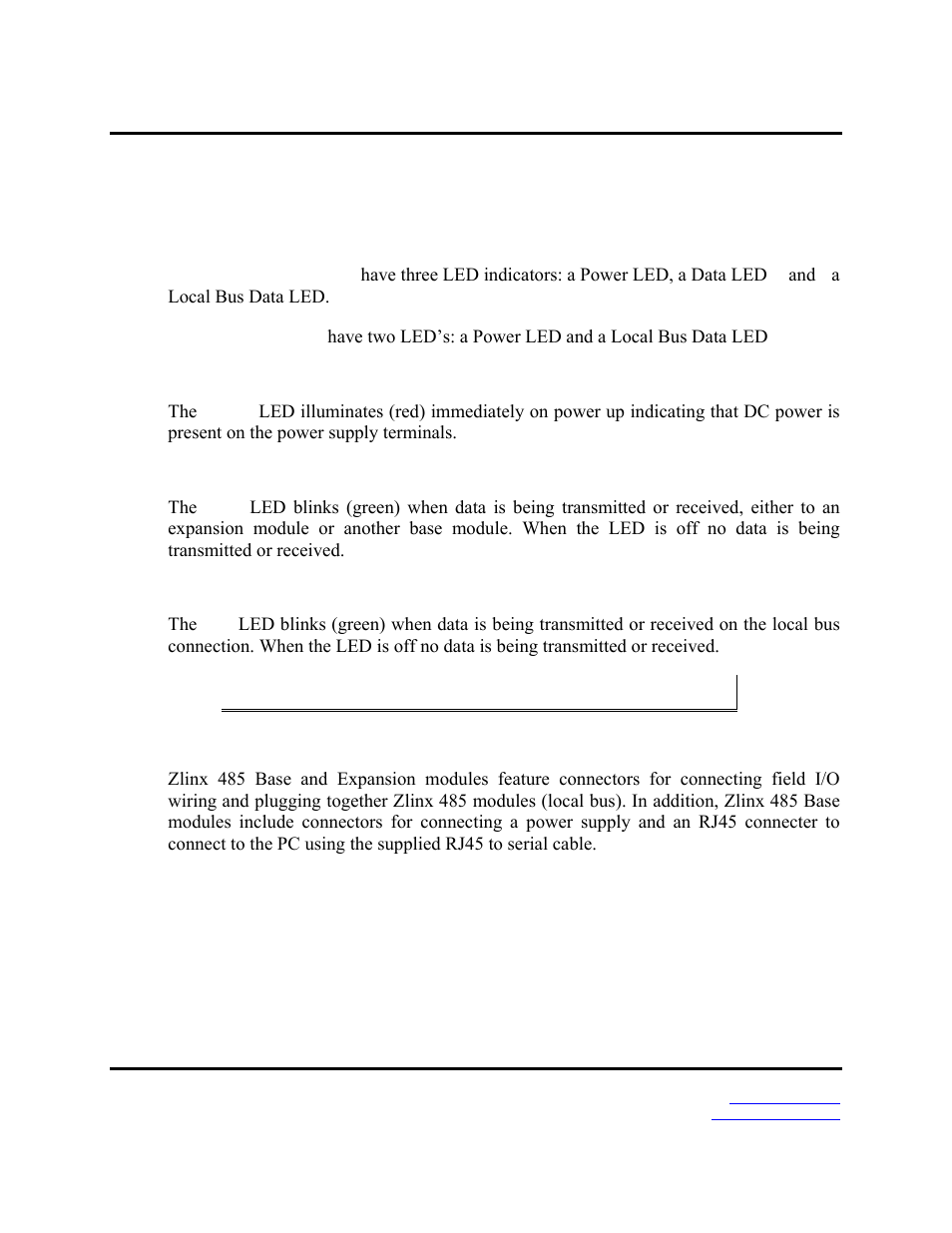 Indicators, connectors and accessories, Led indicators, Connectors | B&B Electronics Zlinx 485 User Manual | Page 9 / 52