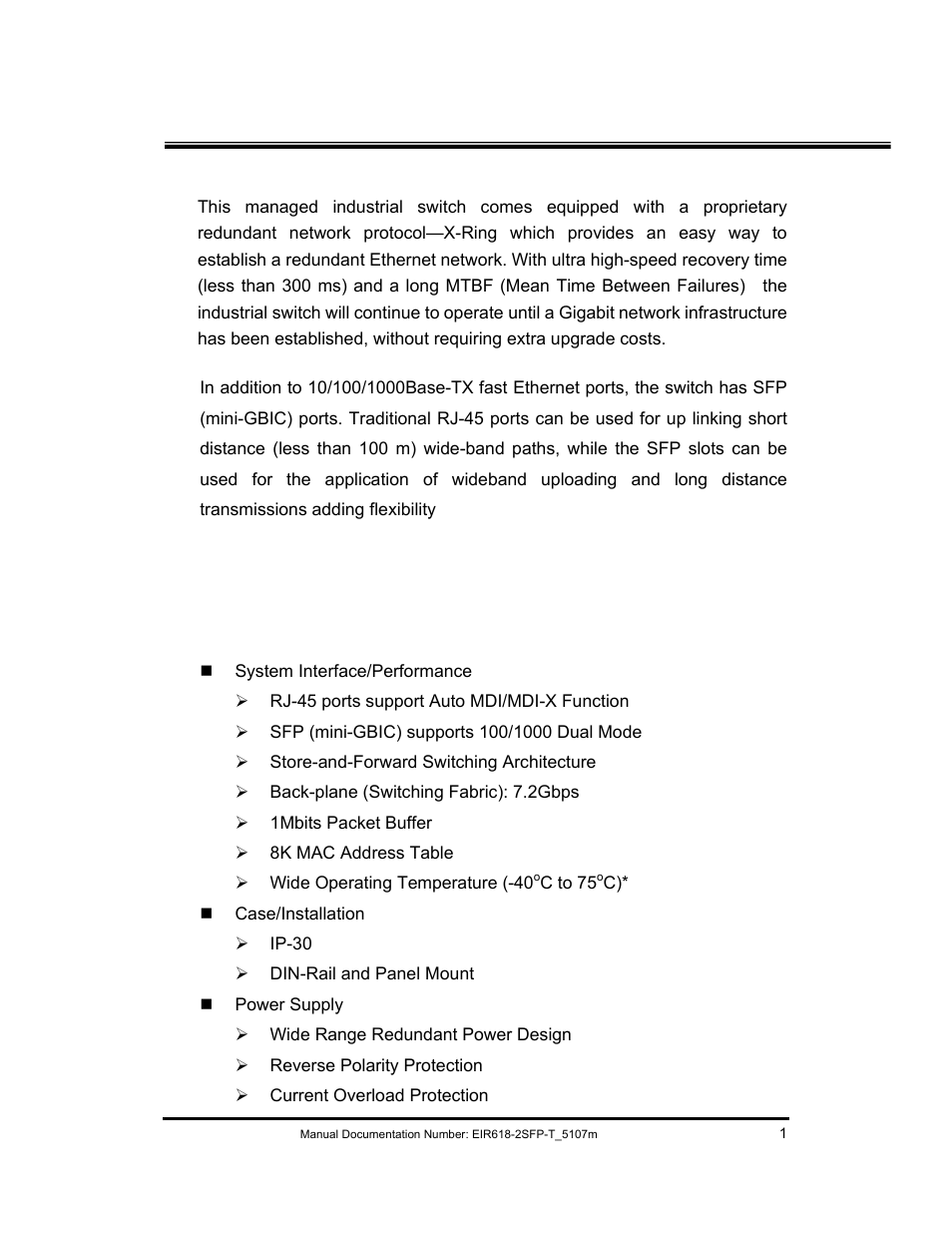 Introduction, Features | B&B Electronics EIR618-2SFP-T User Manual | Page 13 / 116