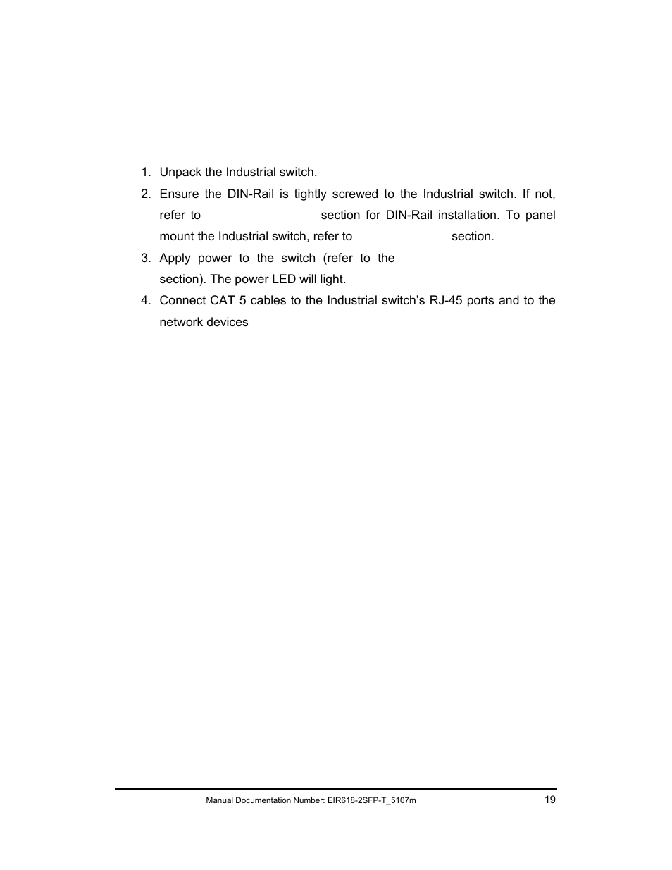 Hardware installation, Installation steps | B&B Electronics EIR618-2SFP-T User Manual | Page 31 / 116