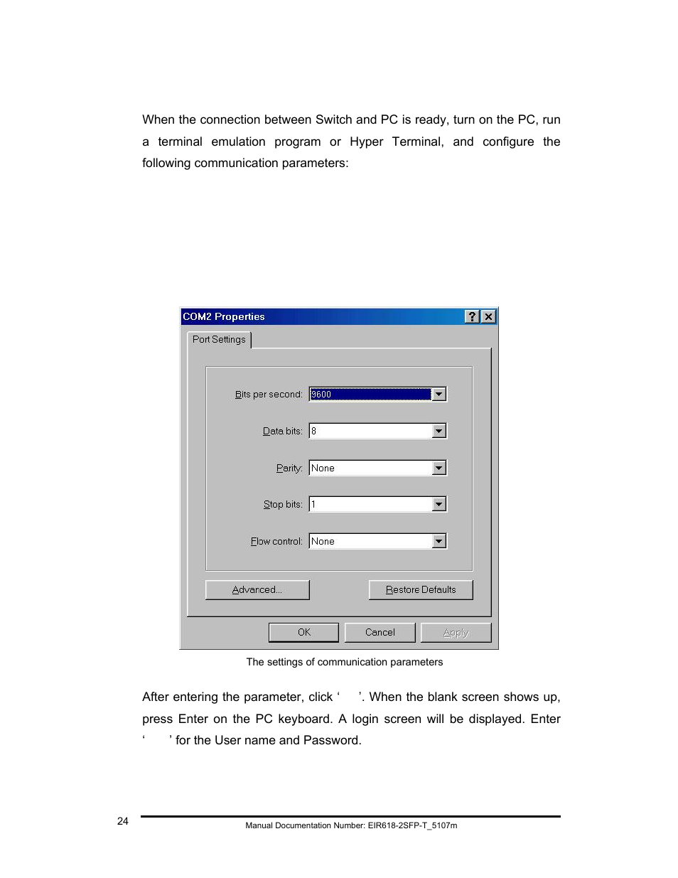 Login in the console interface | B&B Electronics EIR618-2SFP-T User Manual | Page 36 / 116