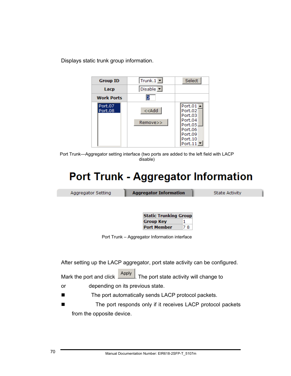 Aggregator information, State activity | B&B Electronics EIR618-2SFP-T User Manual | Page 82 / 116