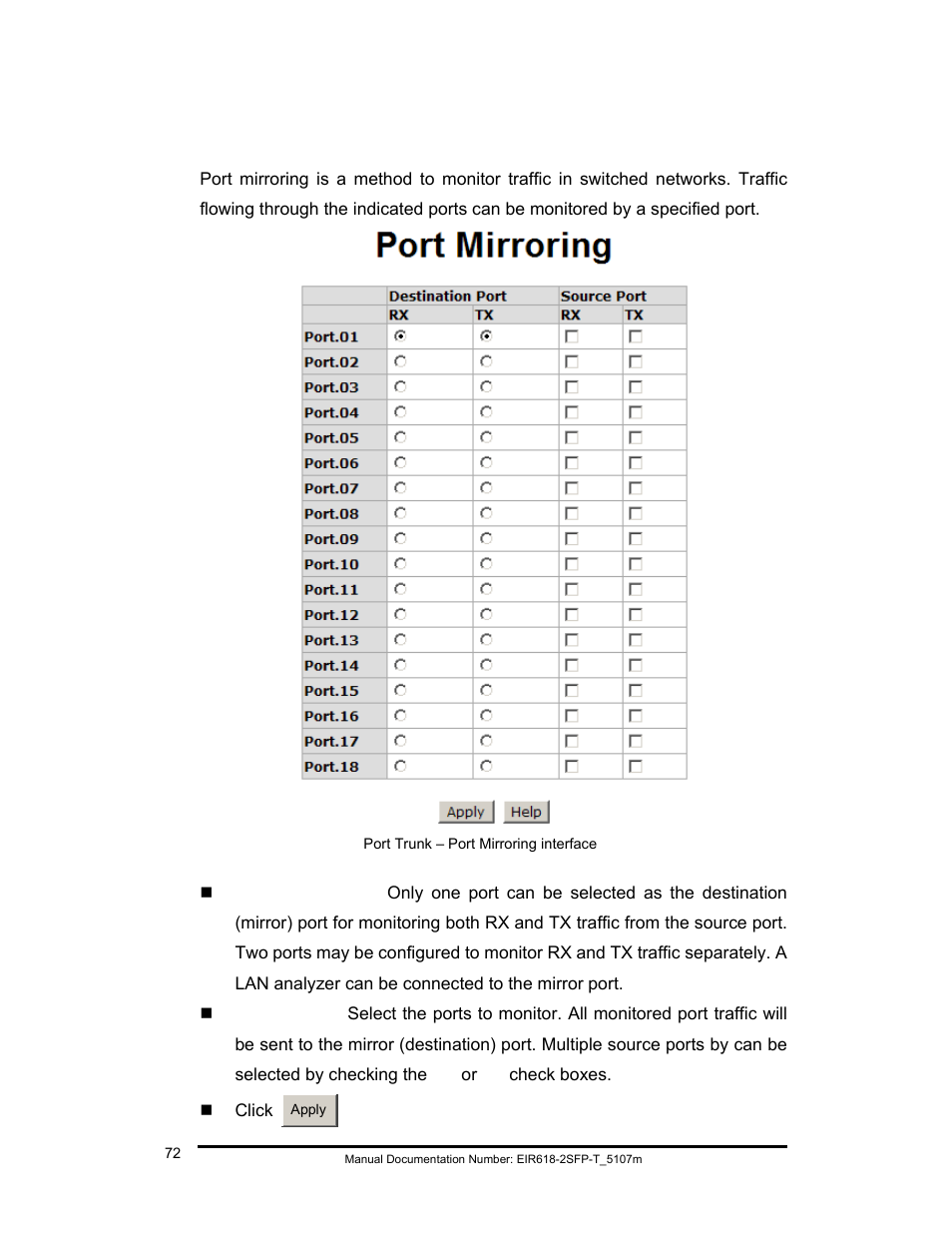 Port mirroring | B&B Electronics EIR618-2SFP-T User Manual | Page 84 / 116