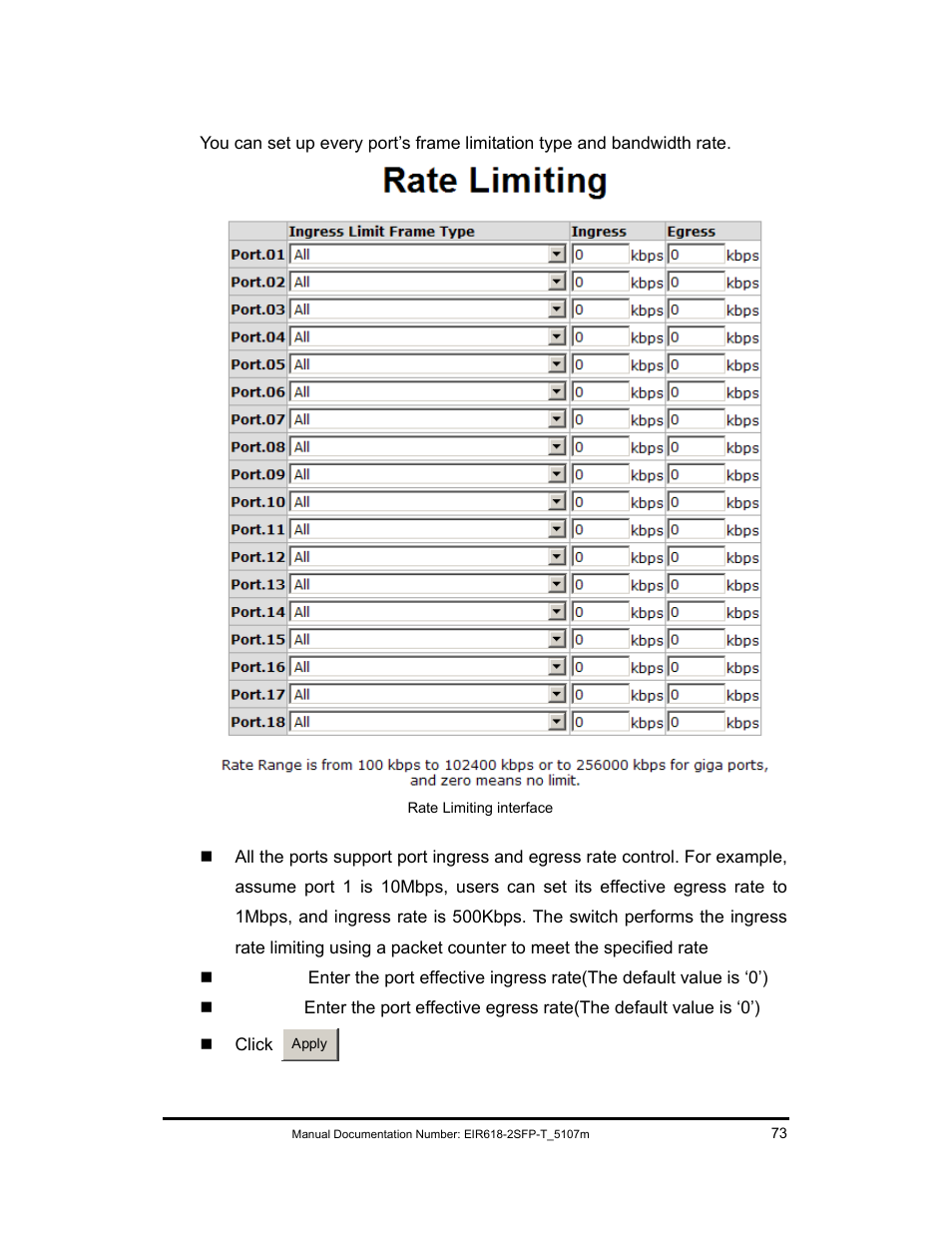 Rate limiting | B&B Electronics EIR618-2SFP-T User Manual | Page 85 / 116