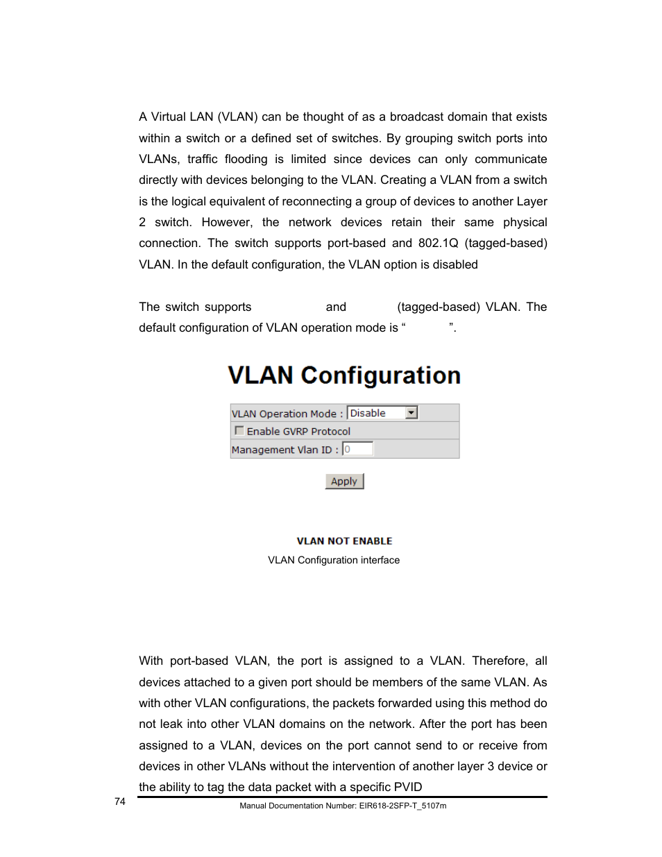 Vlan configuration, Vlan configuration - port-based vlan | B&B Electronics EIR618-2SFP-T User Manual | Page 86 / 116