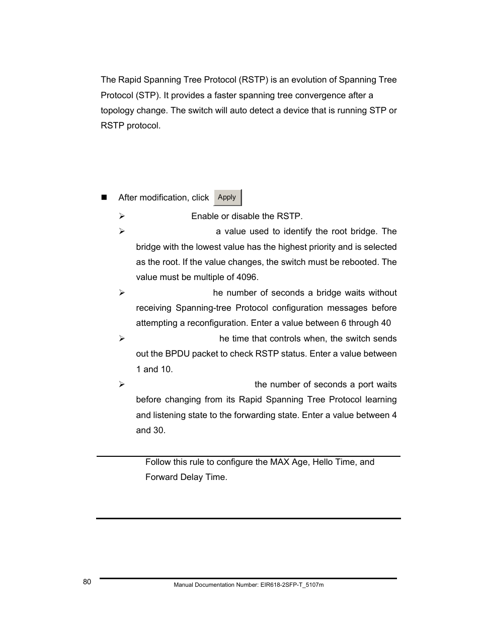 Rapid spanning tree, Rstp - system configuration | B&B Electronics EIR618-2SFP-T User Manual | Page 92 / 116