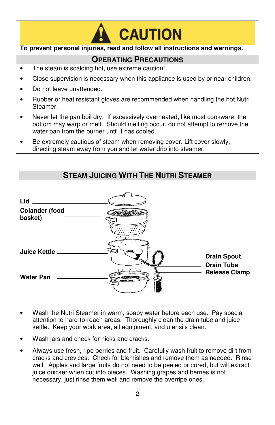 West Bend Back to Basics NUTRI STEAMER L5725A 01/09 User Manual | Page 2 / 15
