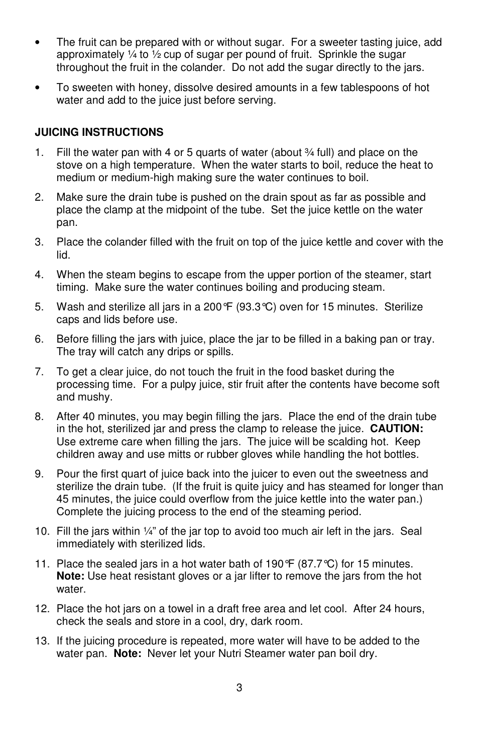 West Bend Back to Basics NUTRI STEAMER L5725A 01/09 User Manual | Page 3 / 15