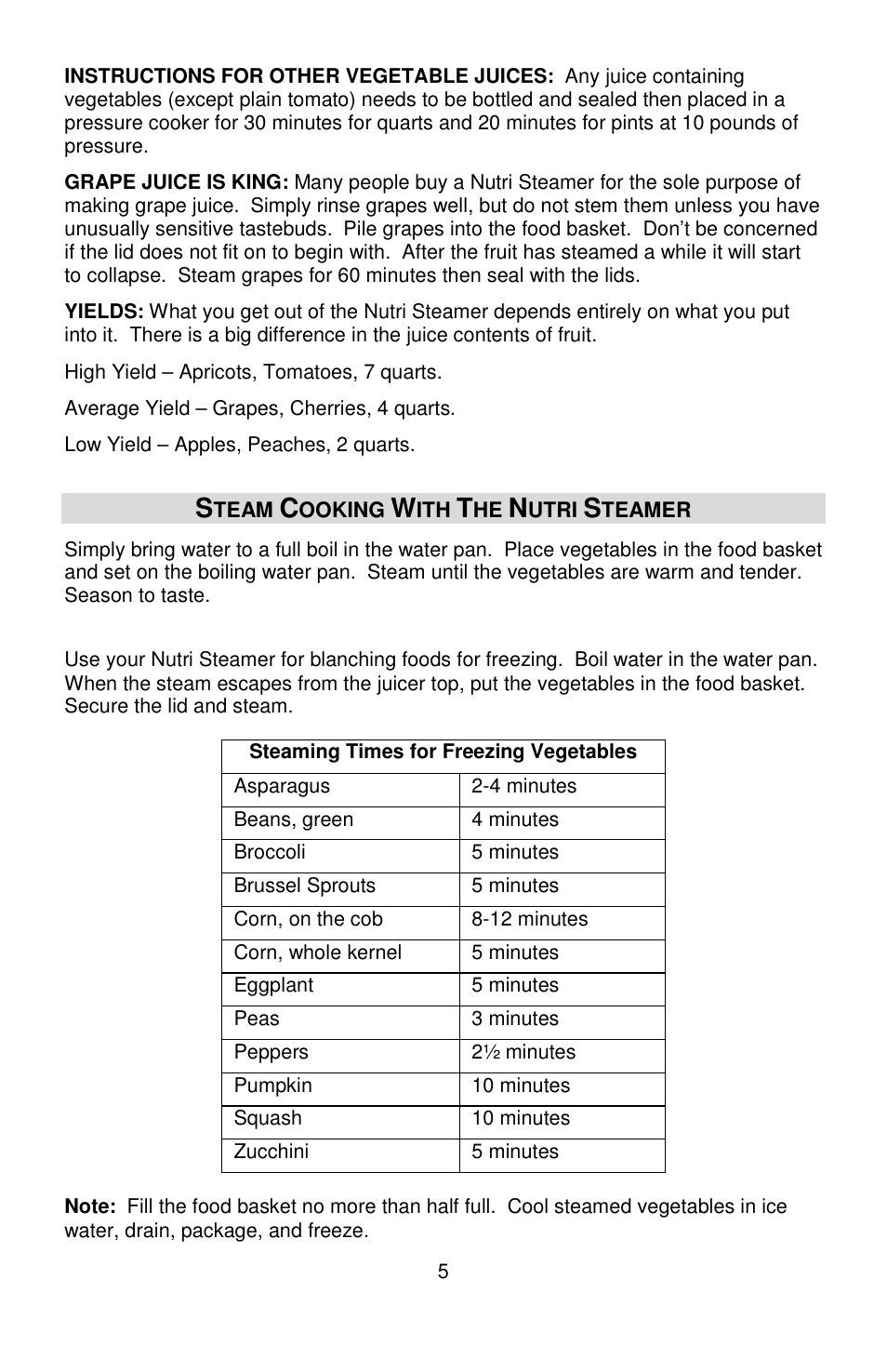West Bend Back to Basics NUTRI STEAMER L5725A 01/09 User Manual | Page 5 / 15