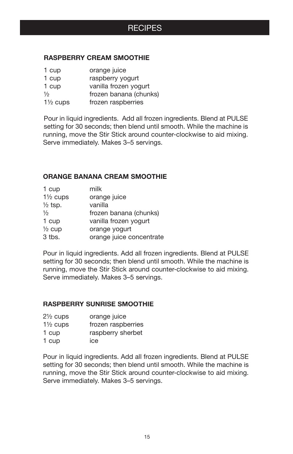 Recipes | West Bend Back to Basics blender solution 4000 User Manual | Page 15 / 21