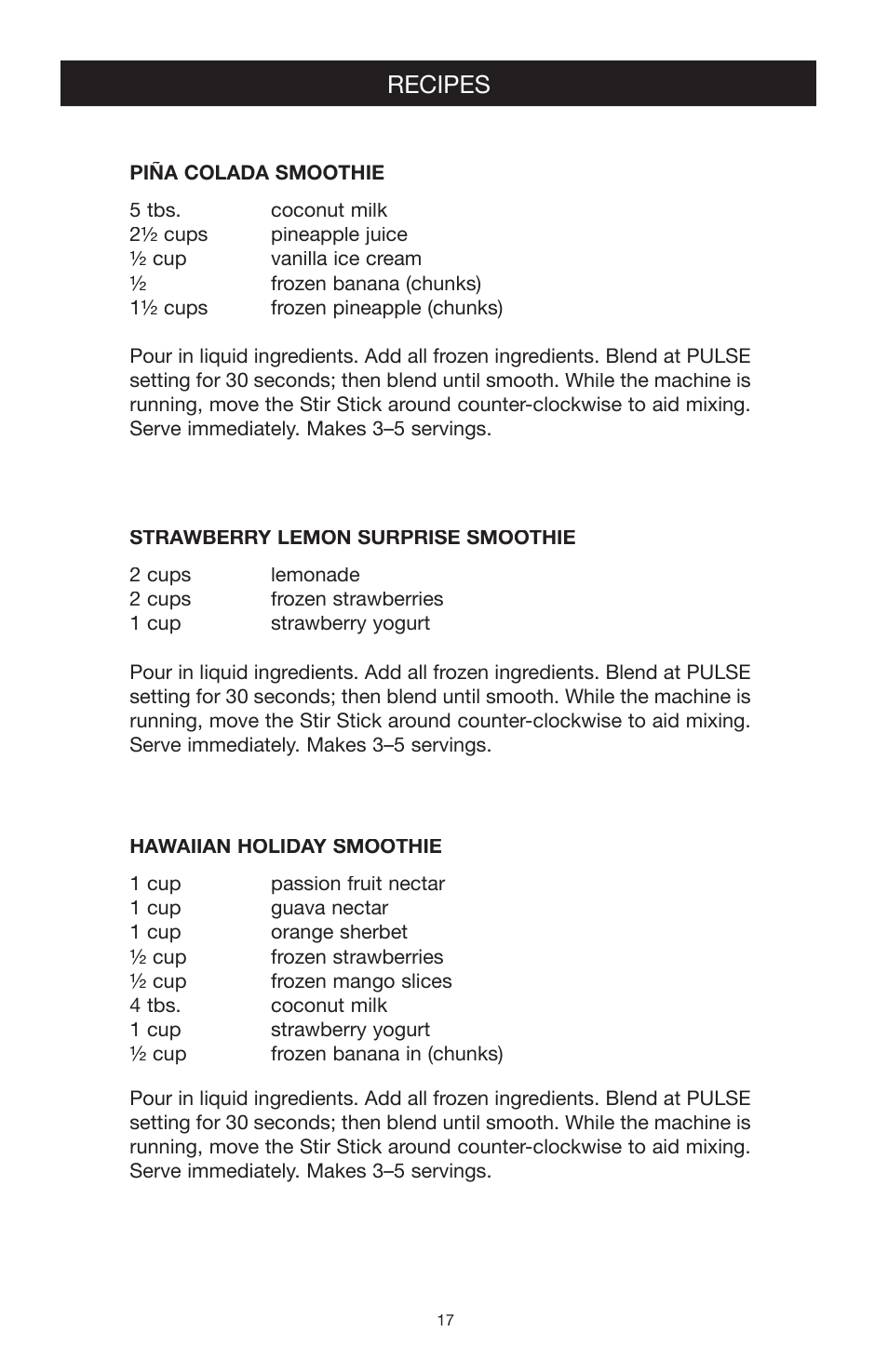 Recipes | West Bend Back to Basics blender solution 4000 User Manual | Page 17 / 21