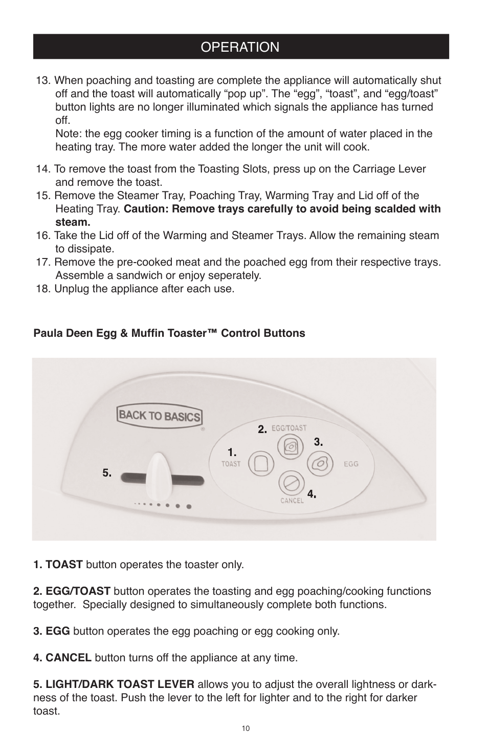 Operation | West Bend Back to Basics TEM500PDWH User Manual | Page 10 / 13