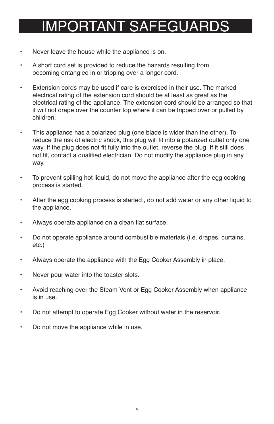 Important safeguards | West Bend Back to Basics TEM500PDWH User Manual | Page 4 / 13
