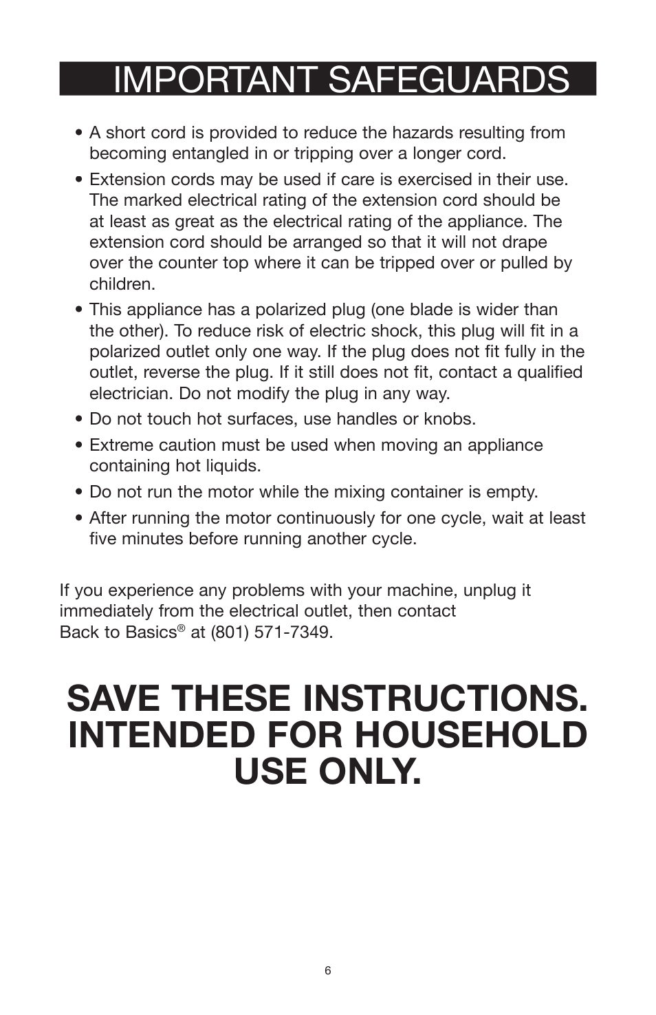 Important safeguards | West Bend Back to Basics MX3000INST User Manual | Page 7 / 12