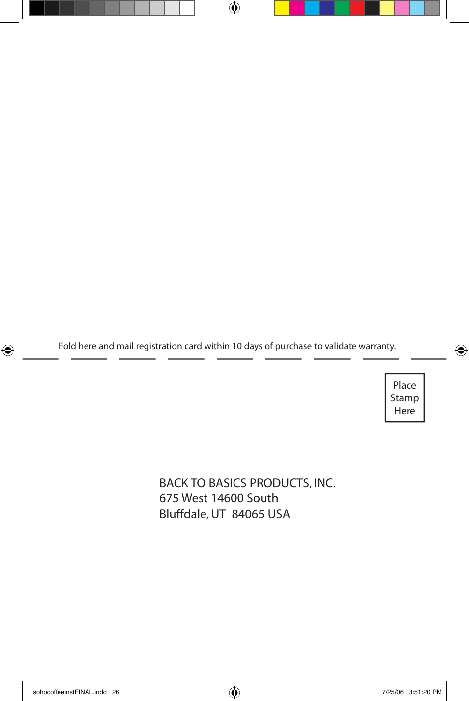 West Bend Back to Basics Soho Coffeemaker User Manual | Page 26 / 26