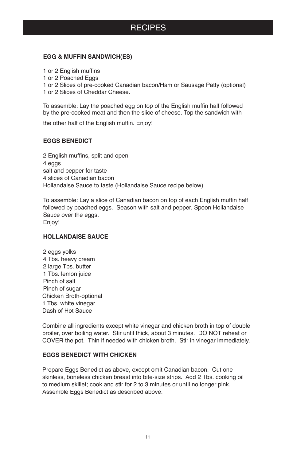Recipes | West Bend Back to Basics TEM4500 User Manual | Page 11 / 15