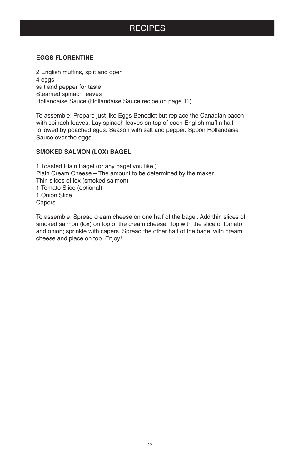 Recipes | West Bend Back to Basics TEM4500 User Manual | Page 12 / 15