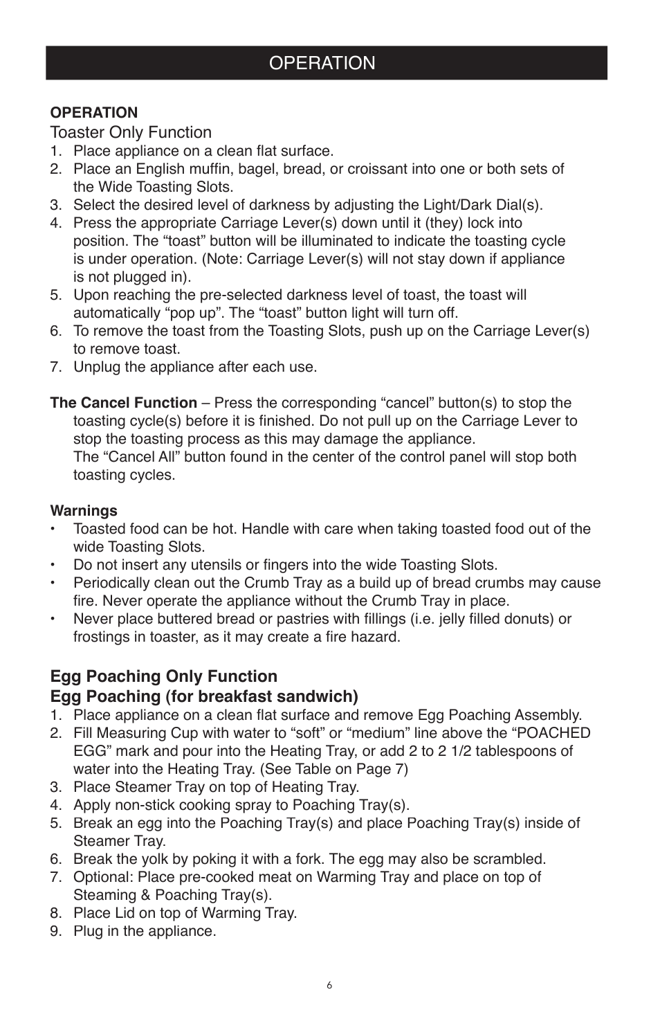 Operation | West Bend Back to Basics TEM4500 User Manual | Page 6 / 15