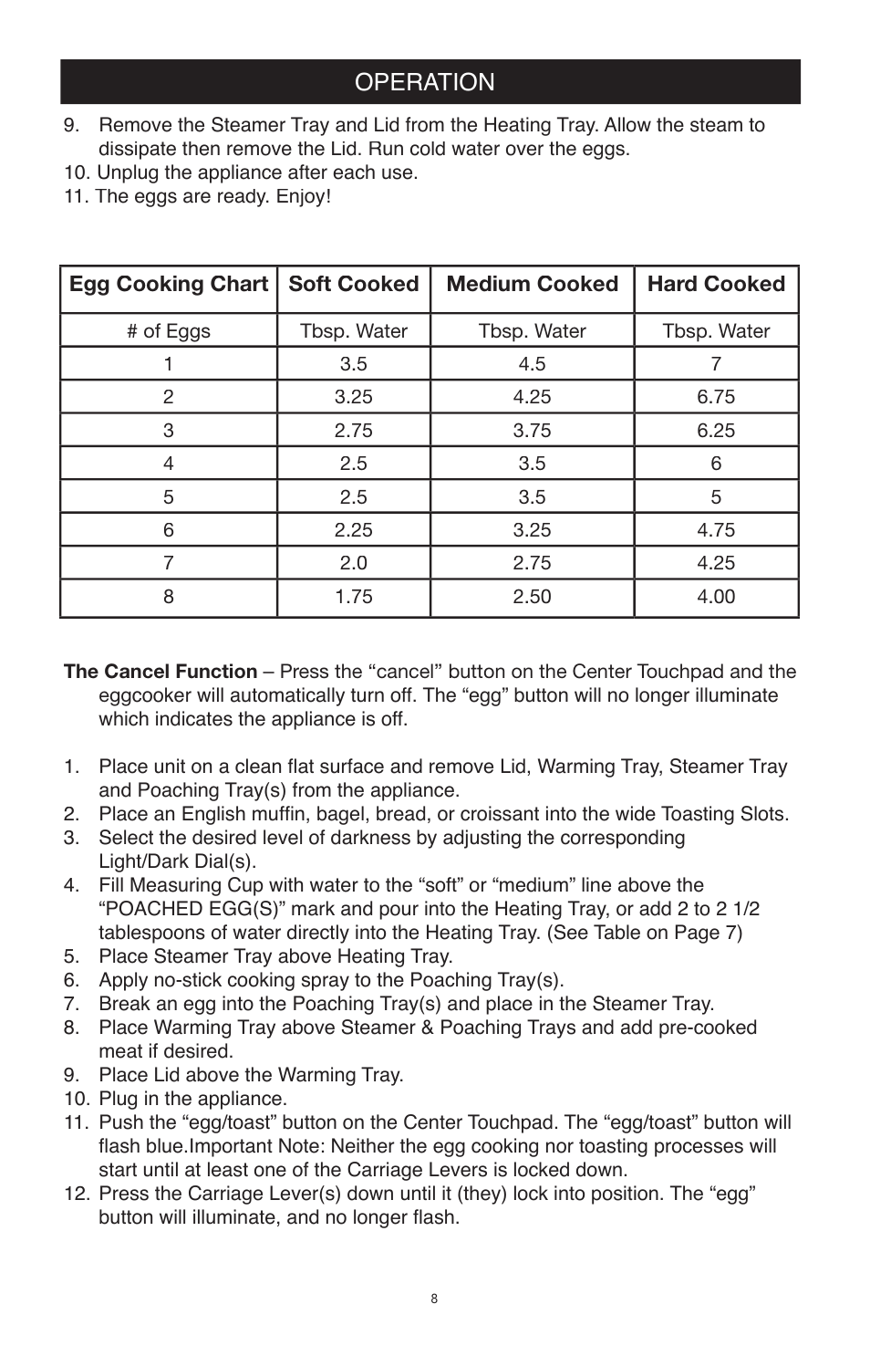 Operation | West Bend Back to Basics TEM4500 User Manual | Page 8 / 15